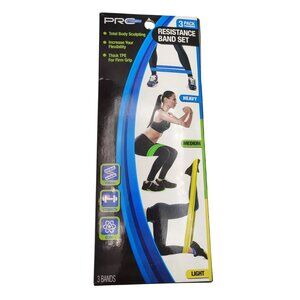Resistance Bands 3 in Pack Light Medium Heavy Pro Strength Exercise Workout